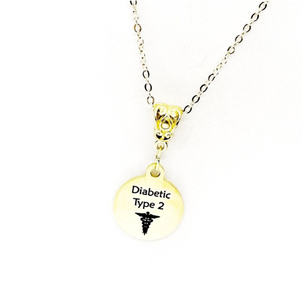 Diabetic Type Pendant Necklace, Medical Condition Jewelry, Medical Condition Awareness, Gift For Her, Wife Gift, Mom Gift, Daughter Gift